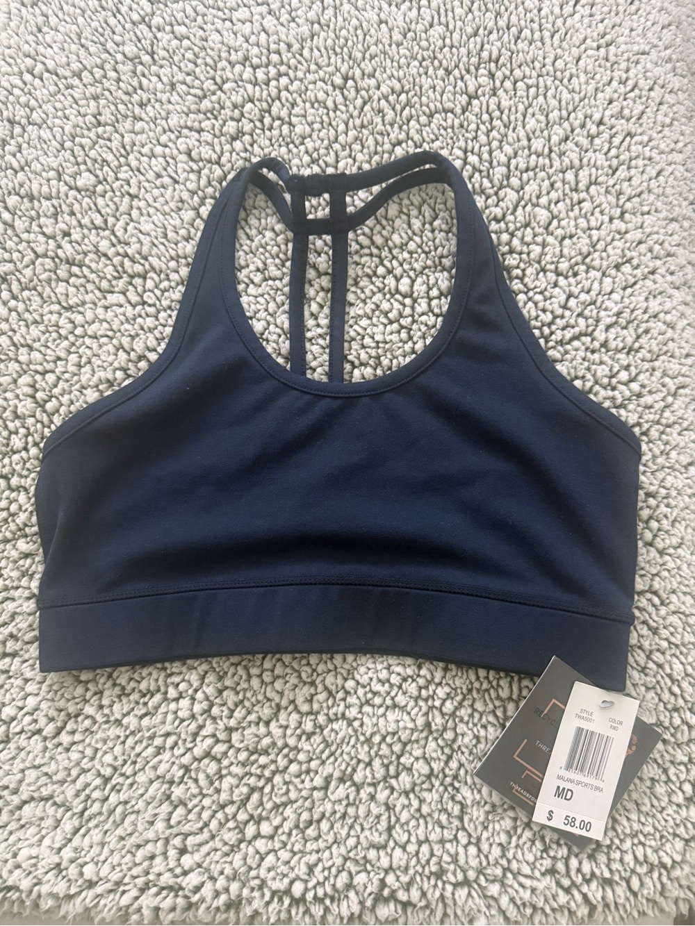 Threads 4 Thought Navy Strappy Racerback Sports Bra